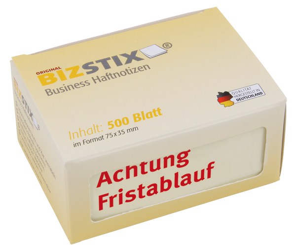 BIZSTIX® Business Haftnotizen "Achtung Fristablauf am"