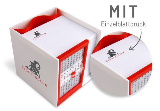 1018180011 Zettelbox Kalenderbox mit Klappmechanik im Siebdruck Zettelbox Kalenderbox mit Klappmechanik im Siebdruck