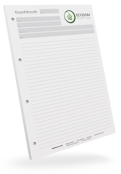 Gesprächsnotizblock A4 liniert individuell Gesprächsnotizblock A4 liniert individuell