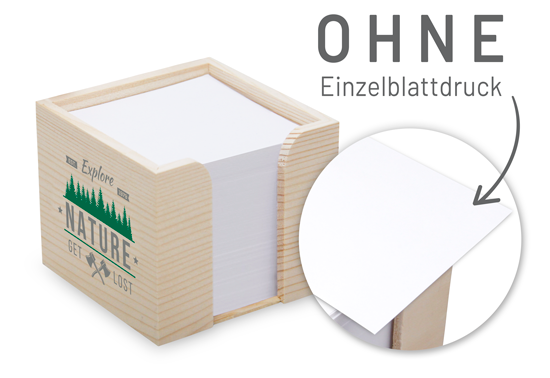 1018140010 Zettelbox  aus echtem Holz 10 x 10 x 8,5 cm Siebdruck Zettelbox  aus echtem Holz 10 x 10 x 8,5 cm Siebdruck