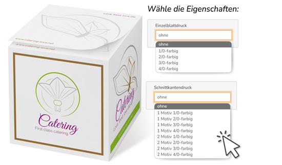 1018090041 Notiz-Zettelklotz 9 x 9 x 9 cm Siebdruck mit Varianten individuell konfigurieren Notiz-Zettelklotz 9 x 9 x 9 cm Siebdruck mit Varianten individuell konfigurieren