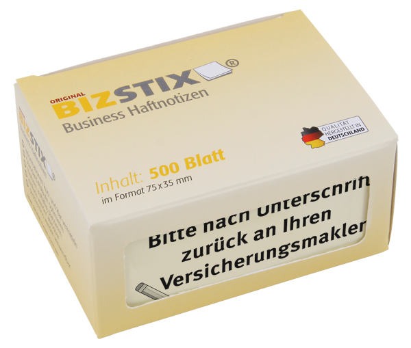 BIZSTIX® Business Haftnotizen "Unterschrift an Versicherungsmakler" BIZSTIX® Business Haftnotizen "Unterschrift an Versicherungsmakler"