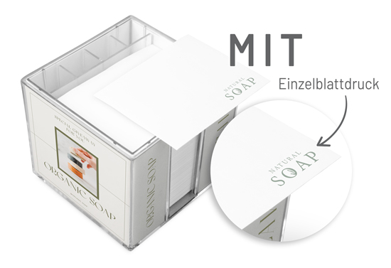 1017140144 Doppelwandige Zettelbox mit Stifteköcher im Digitaldruck Doppelwandige Zettelbox mit Stifteköcher im Digitaldruck