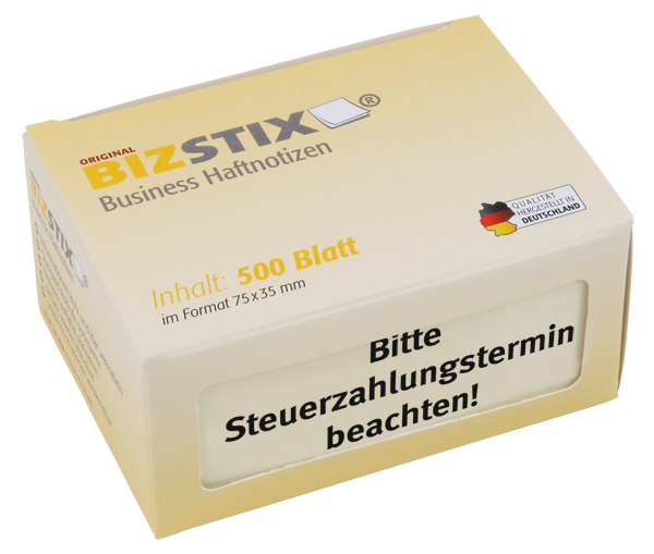 BIZSTIX® Business Haftnotizen "Bitte Steuerzahlungstermin beachten!"