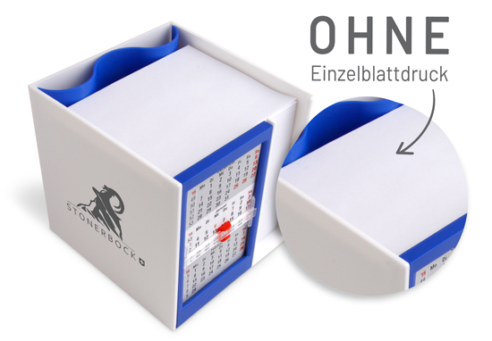 Zettelbox Kalenderbox mit Klappmechanik im Siebdruck