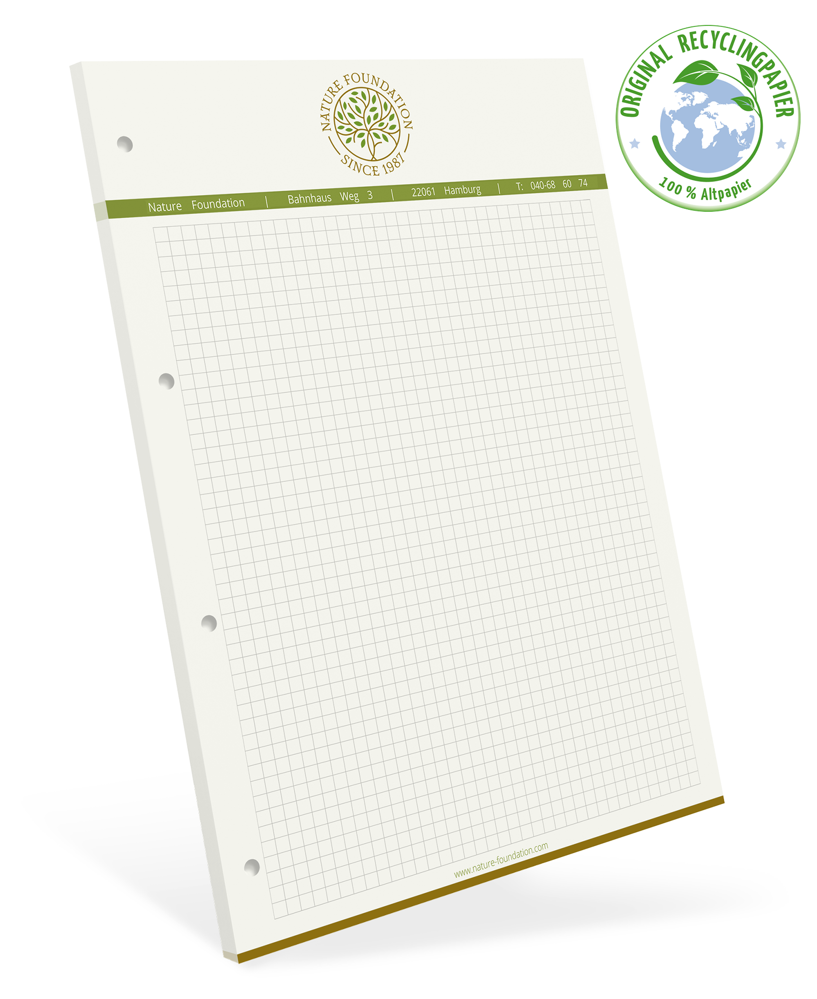 Notizblock Recycling DIN A4 + 4-fach Abheftlochung Notizblock Recycling DIN A4 + 4-fach Abheftlochung