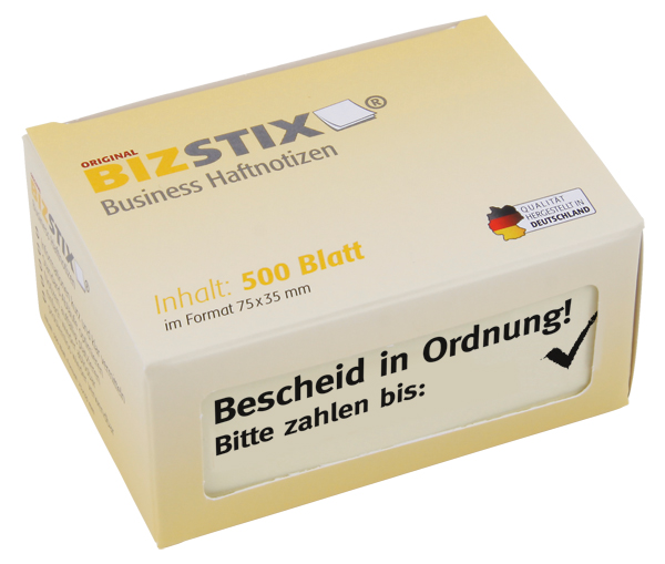 BIZSTIX® Business Haftnotizen "Bescheid in Ordnung! Bitte zahlen bis" BIZSTIX® Business Haftnotizen "Bescheid in Ordnung! Bitte zahlen bis"