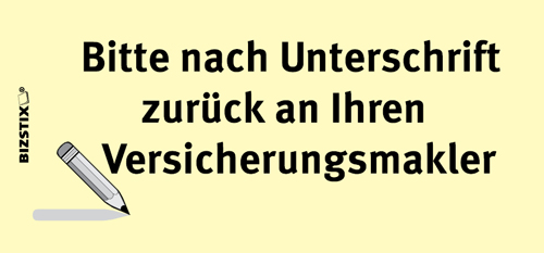 BIZSTIX® Business Haftnotizen "Unterschrift an Versicherungsmakler"