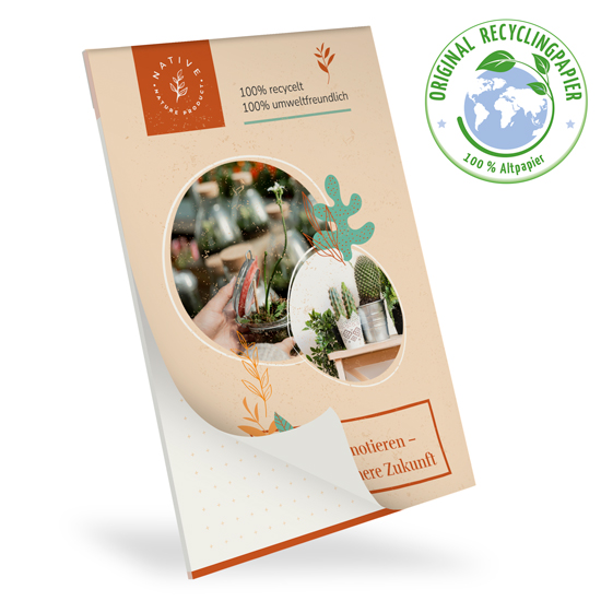 100206024009 Notizblock Recycling DIN A6 mit Umschlag Notizblock Recycling DIN A6 mit Umschlag
