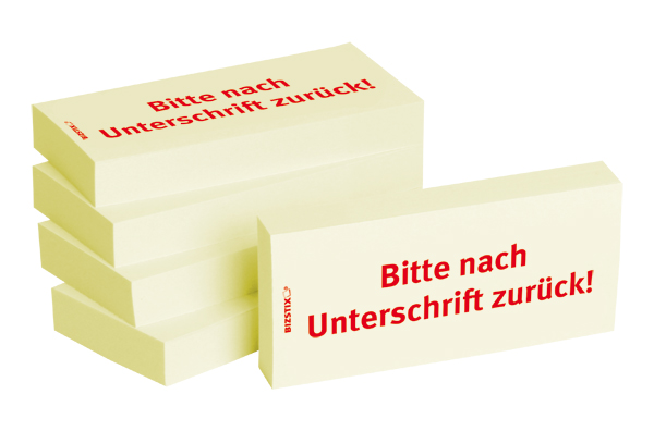 BIZSTIX® Business Haftnotizen "Bitte nach Unterschrift zurück!"