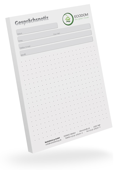 Gesprächsnotizblock A6 punktiert individuell Gesprächsnotizblock A6 punktiert individuell