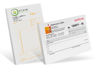Quittungszettelblock mit persönlichem Logo & Texteindruck