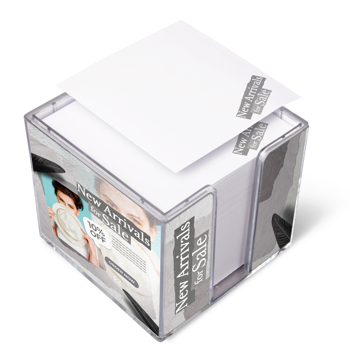 Doppelwandige Zettelbox im Digitaldruck Doppelwandige Zettelbox im Digitaldruck